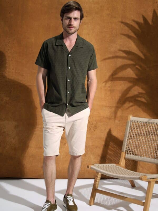Coup - Summer Textured Linen Shirt Regular Fit, Short Sleeve