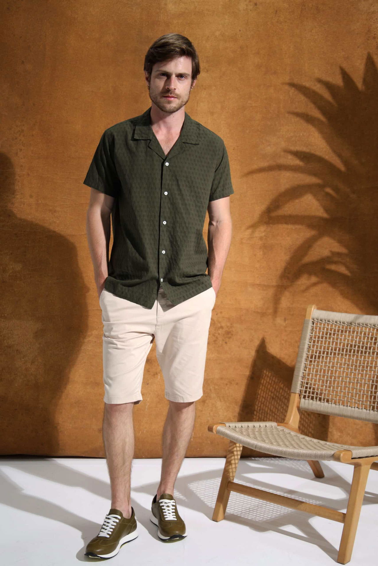 Coup - Summer Textured Linen Shirt Regular Fit, Short Sleeve