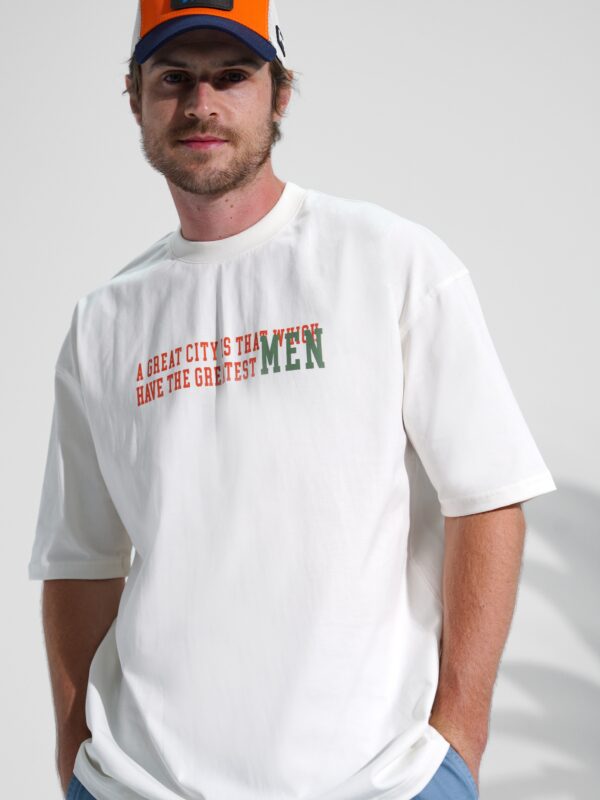 Coup - City Printed White Oversize Cotton T-Shirt