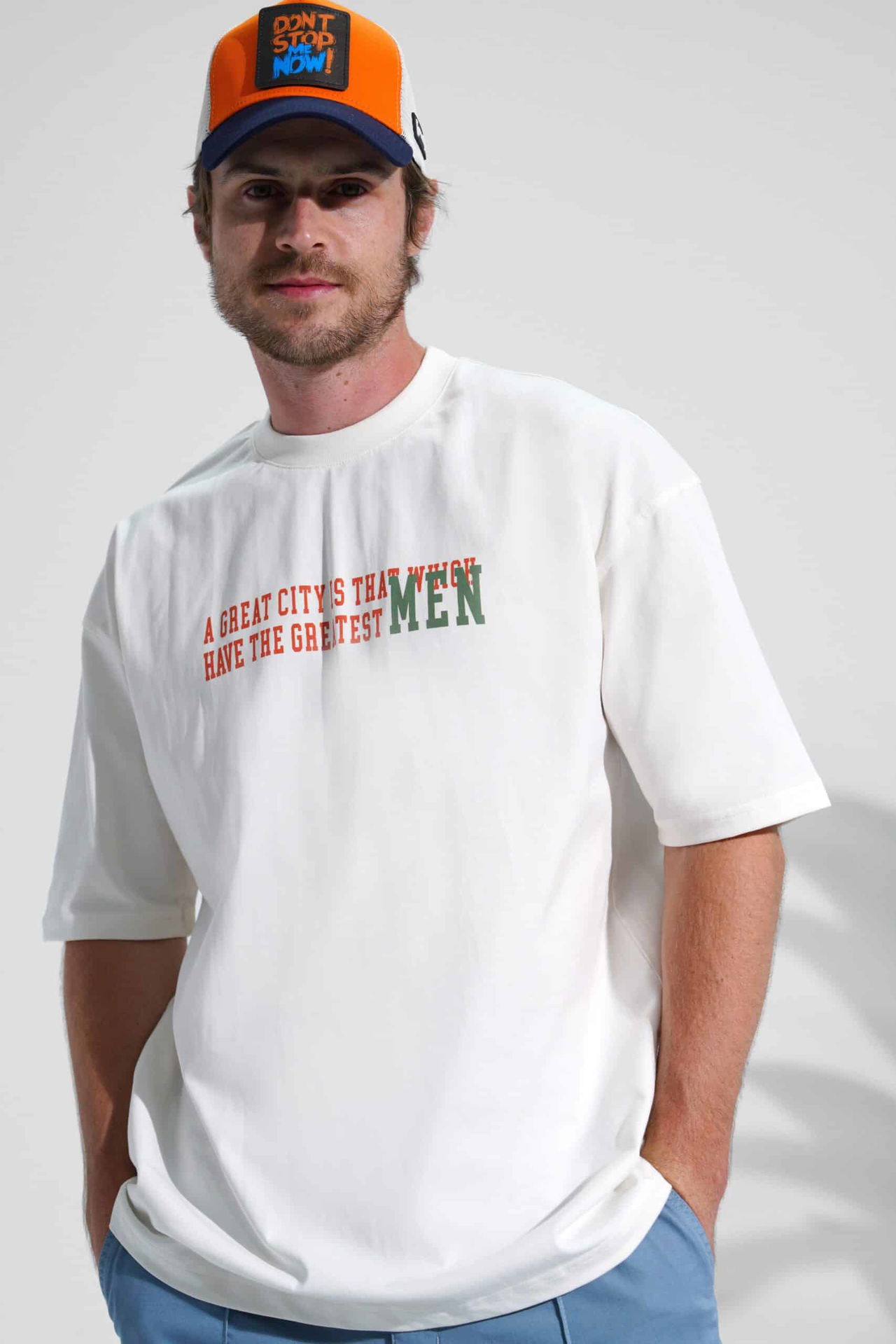 Coup - City Printed White Oversize Cotton T-Shirt