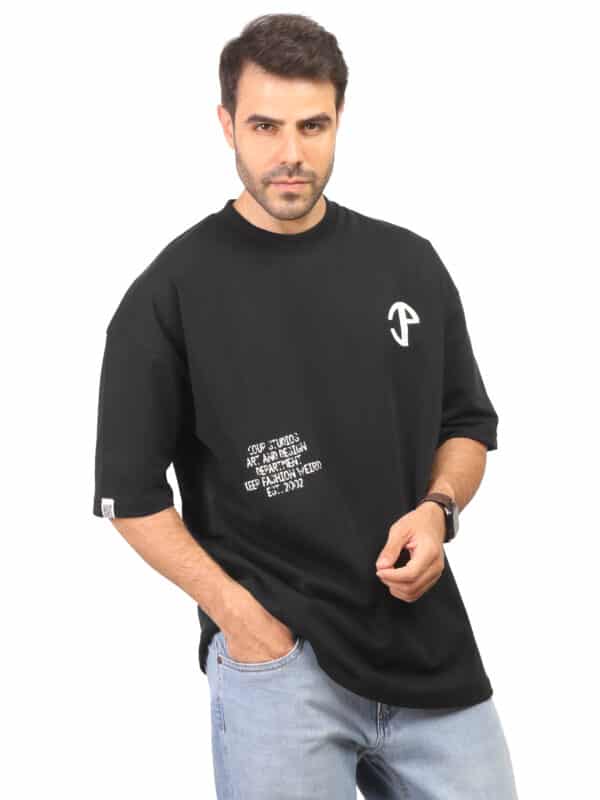Coup – Oversized Textured Print T-Shirt Black