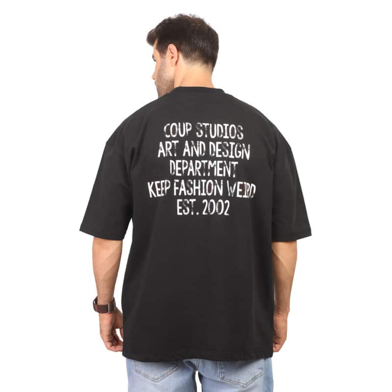 Coup - Oversized Textured Print T-Shirt Black - Image 2