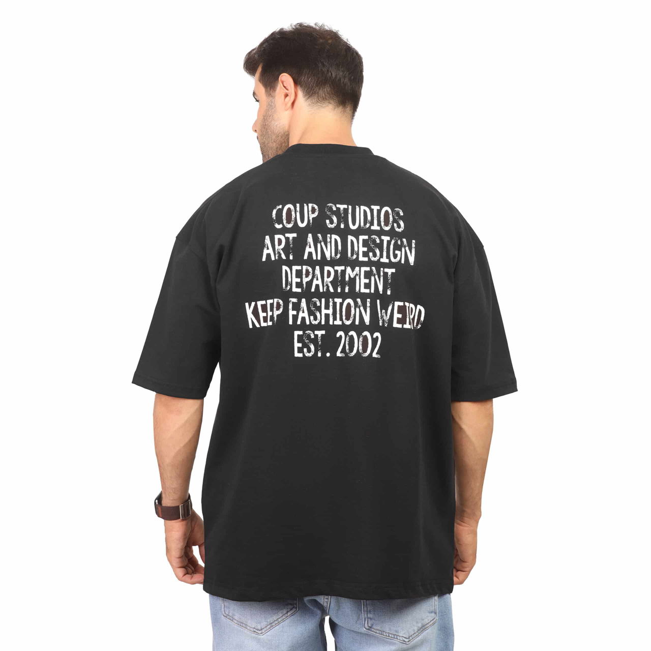 Coup - Oversized Textured Print T-Shirt Black - Image 2
