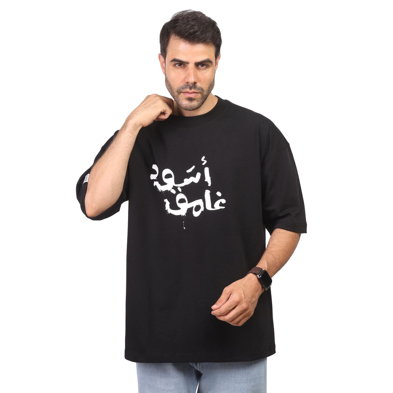 Coup – أسود غامق Text Printed T-Shirt with Short Sleeves