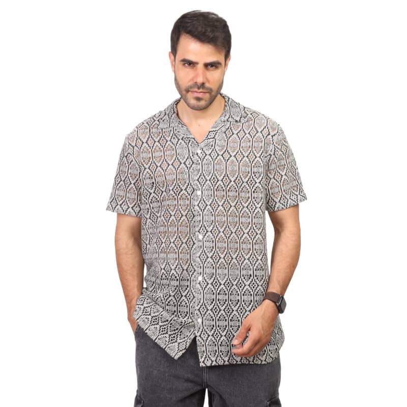 Coup - Regular Fit Apache Collar Knitwear, Short Sleeve Shirt