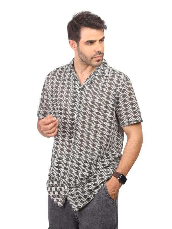 Coup - Patterned Knitwear Short Sleeve Regular Shirt