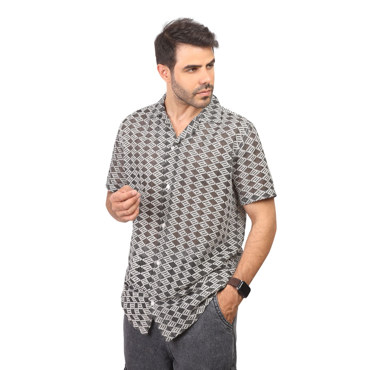 Coup - Patterned Knitwear Short Sleeve Regular Shirt