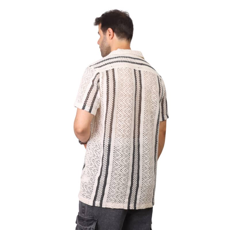 Cpup - Striped Patterned Knitted Shirt - Apache Collar - Image 2