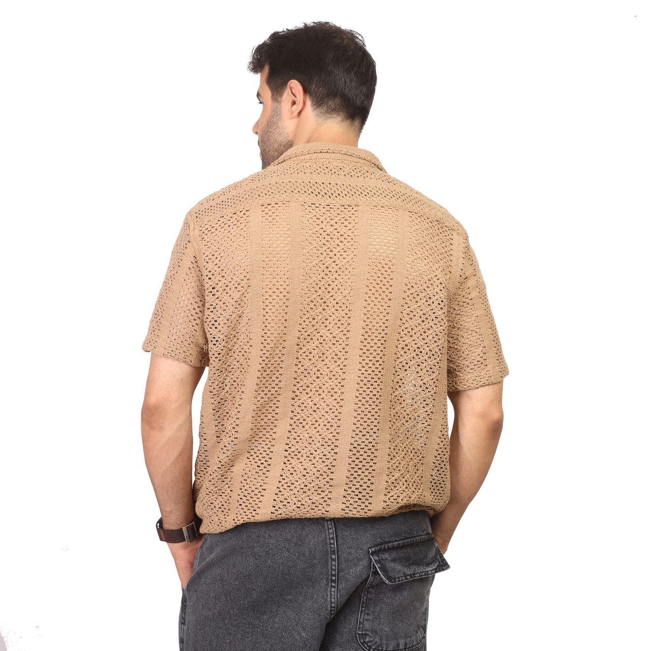 Coup - Mesh Panelled Button Up Shirt With Short Sleeves - Image 2