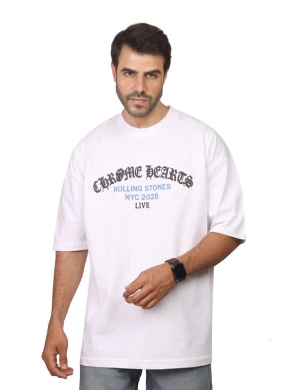 Coup - White Cotton T-Shirt Text Printed