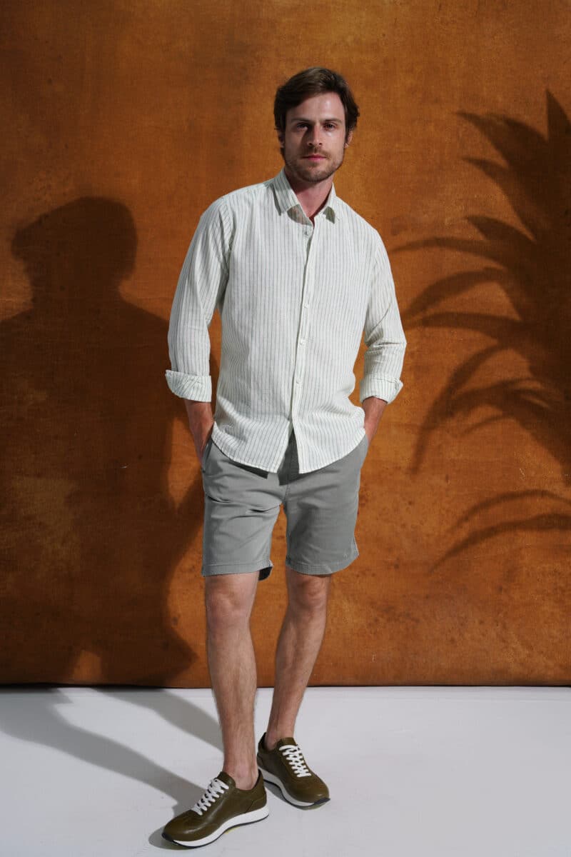Coup - Regular Fit Striped Linen Look Shirt