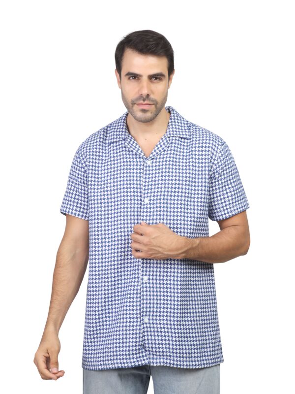 Coup - Breezy Summer Button-Up Shirt With Camp Collar
