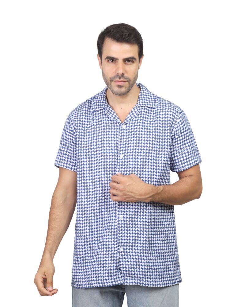 Coup - Breezy Summer Button-Up Shirt With Camp Collar