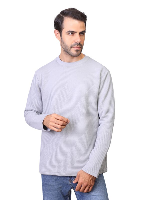 Coup - Men's Textured Diagonal Rib Knit Crewneck Sweatshirt